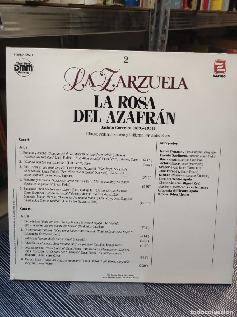 Discos de vinilo: LA ROSA DEL AZAFRAN LA ZARZUELA - Foto 2