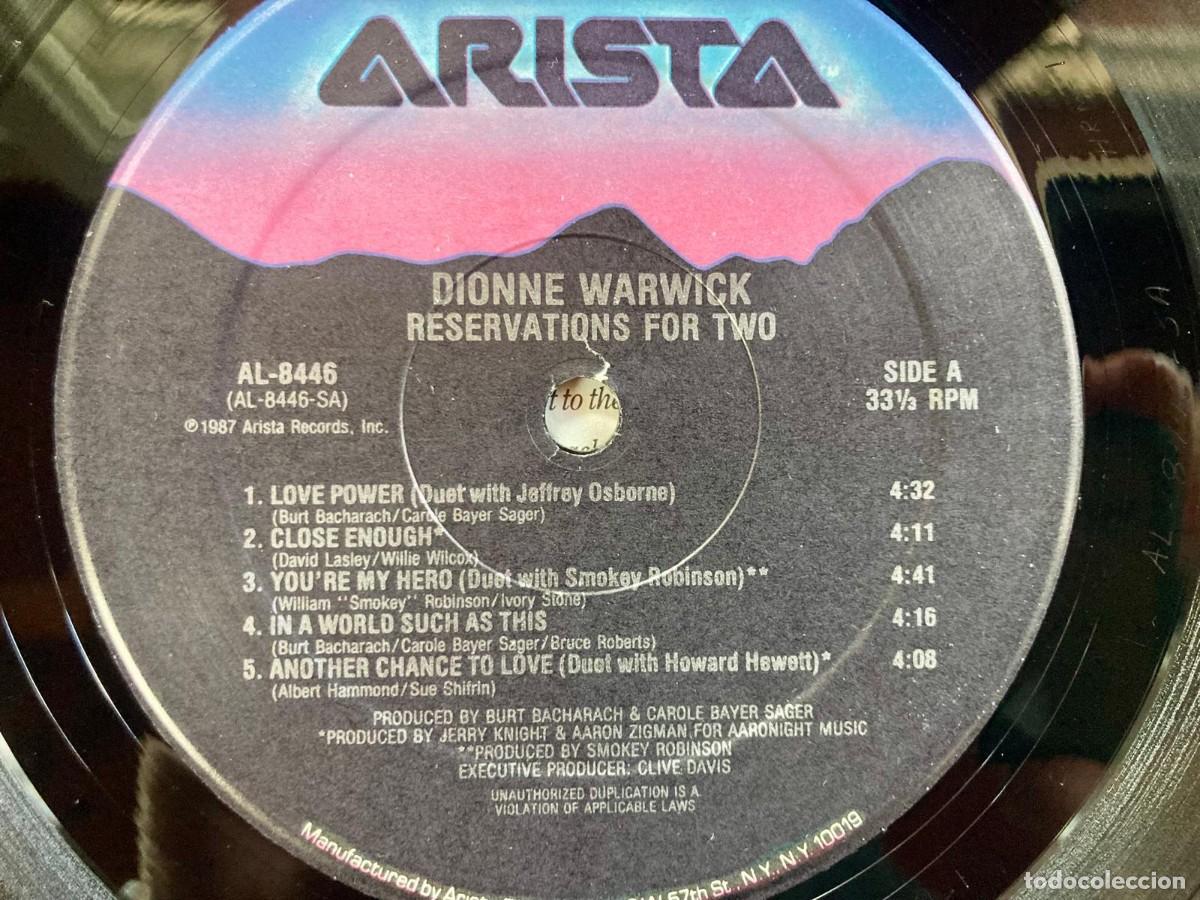 Discos de vinilo: DIONNE WARWICK - DIONNE - RESERVATIONS FOR TWO - Foto 3