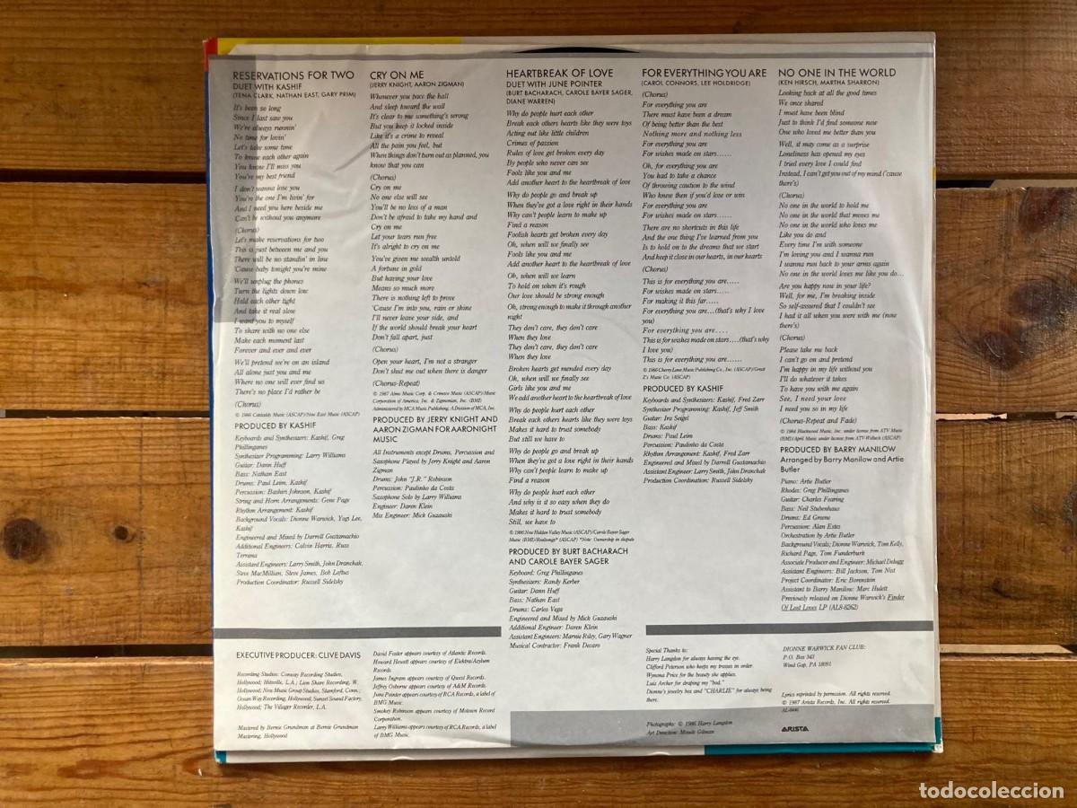 Discos de vinilo: DIONNE WARWICK - DIONNE - RESERVATIONS FOR TWO - Foto 4