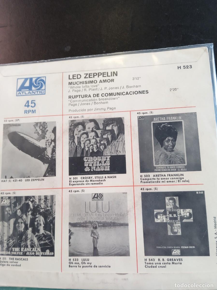 Discos de vinilo: LED ZEPPELIN- MUCH&Iacute;SIMO AMOR. SINGLE - Foto 2