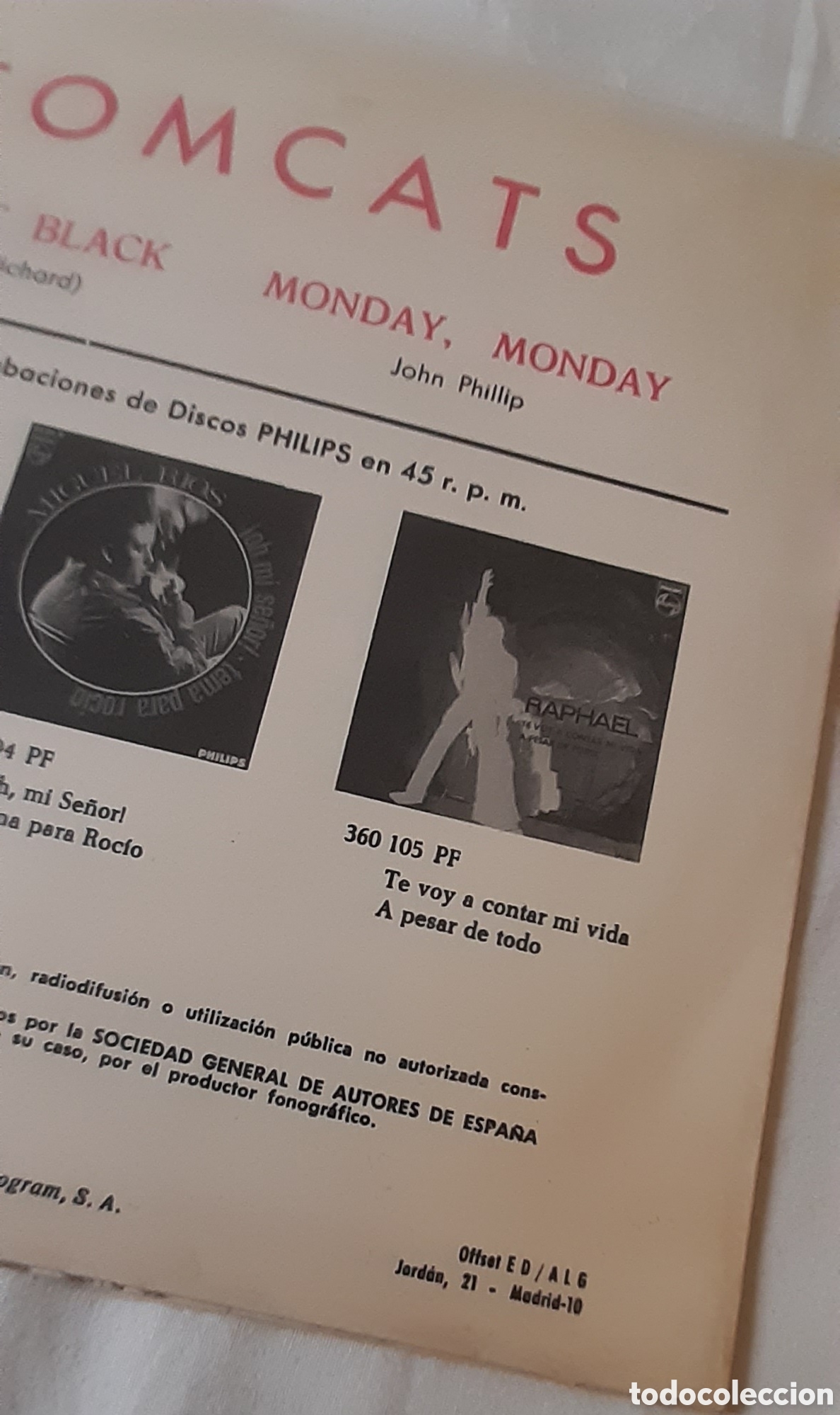 Discos de vinilo: Tomcats - Paint it black / monday monday - single - Foto 4