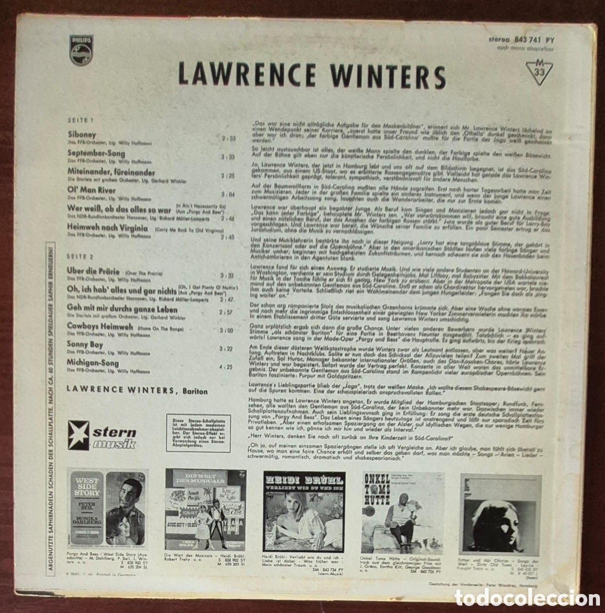 Discos de vinilo: LP - LAWRENCE WINTERS - LAWRENCE WINTERS - Foto 2