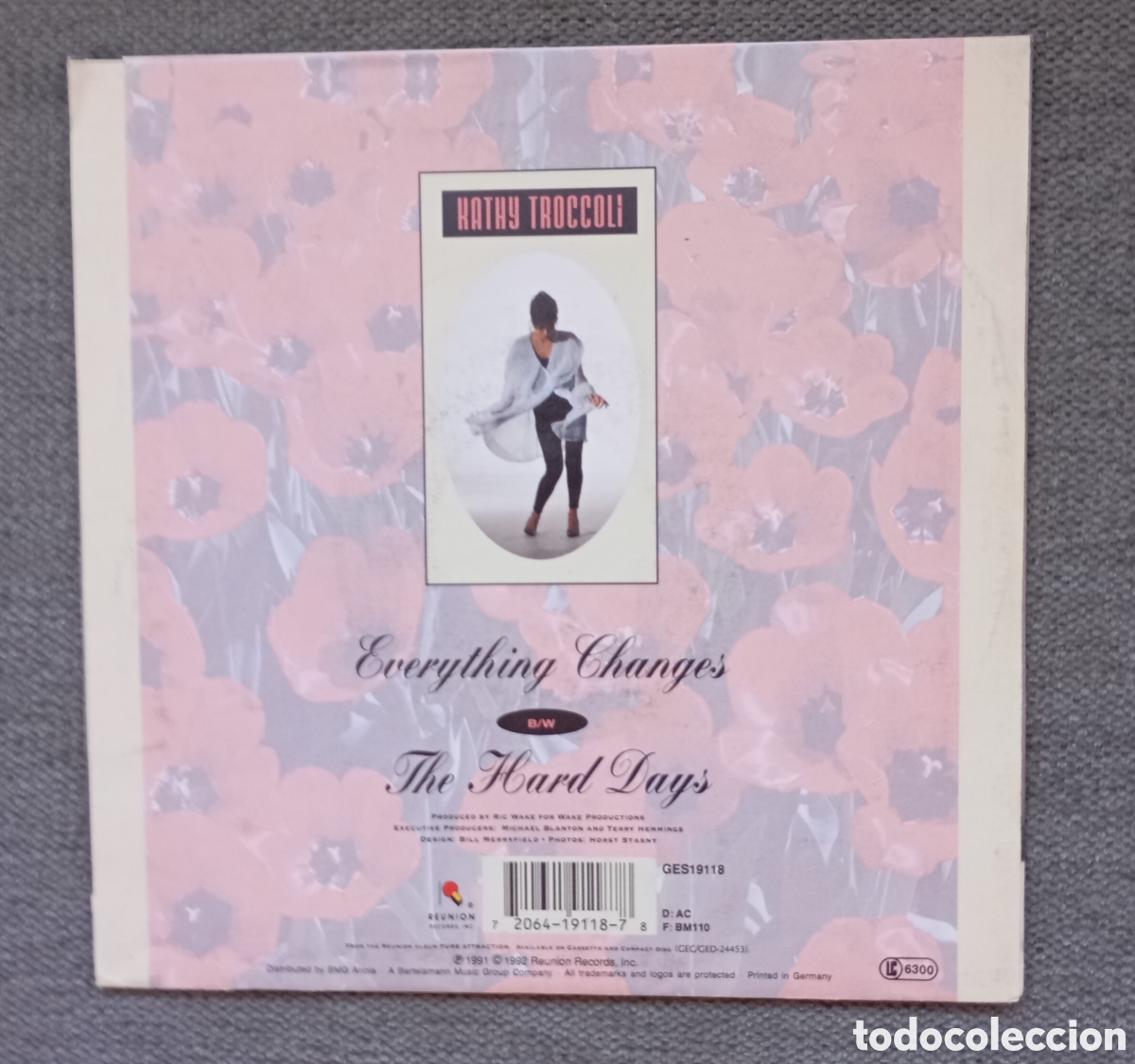Discos de vinilo: Kathy Troccoli. Everything Changes/ The Hard Days. Single 7&rdquo;, a&ntilde;o 1991. - Foto 2