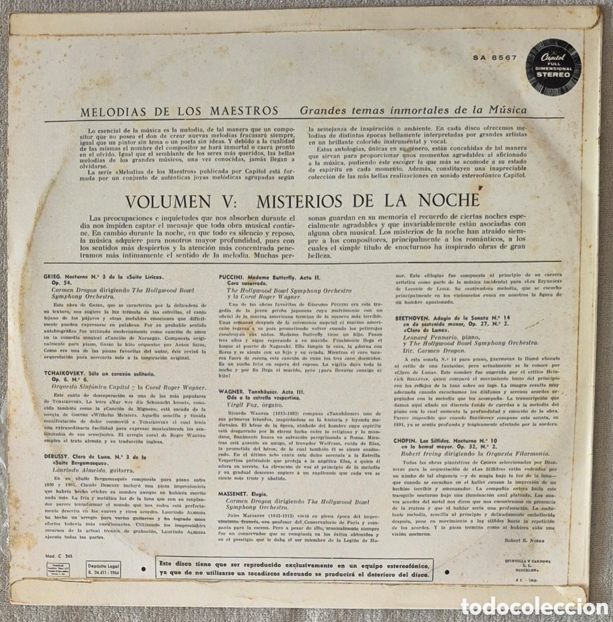 Discos de vinilo: LP - MISTERIOS DE LA NOCHE - Foto 2