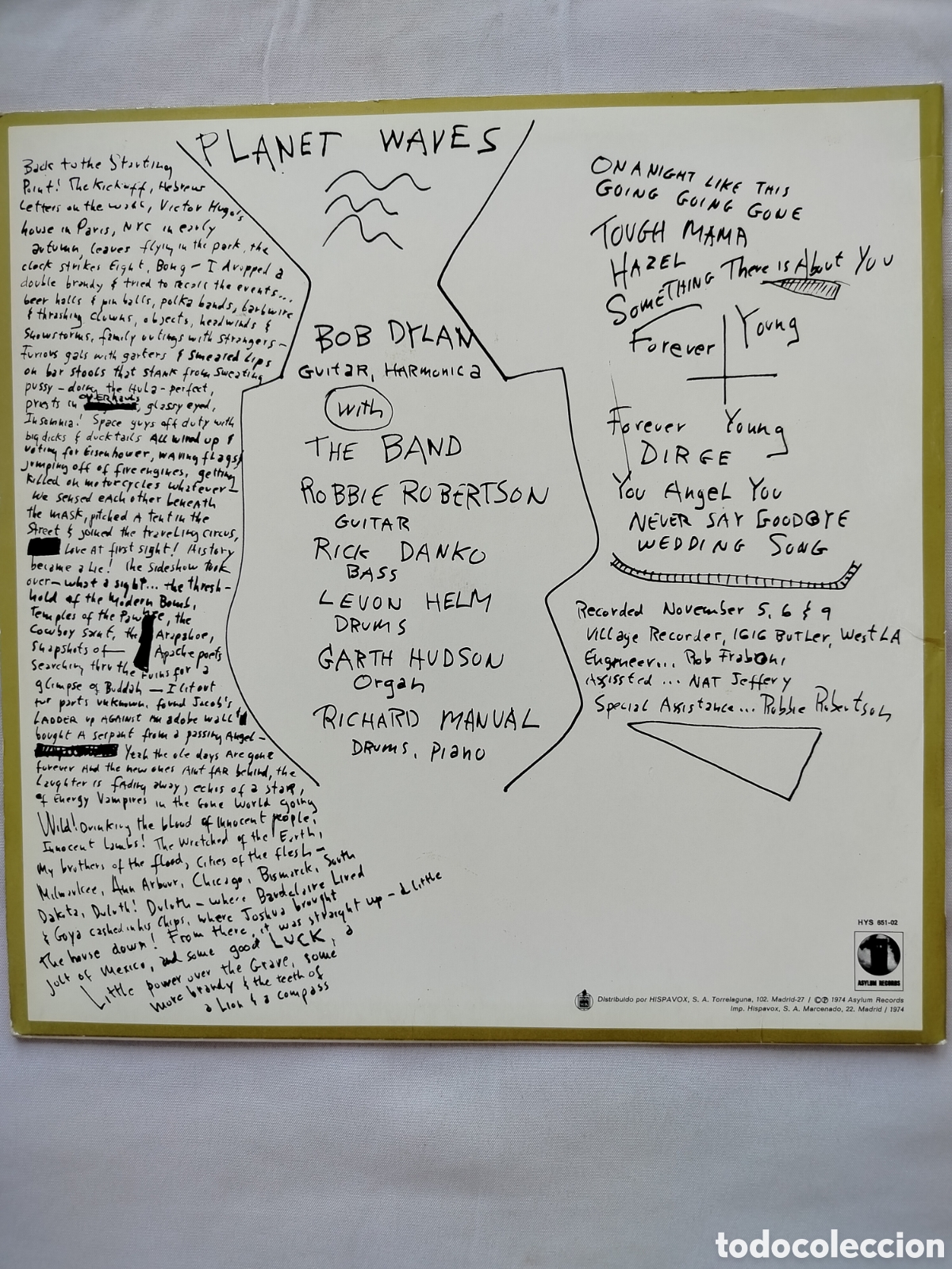Discos de vinilo: Bob Dylan LP Planet Waves - Foto 2