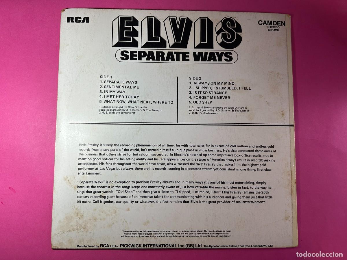 Discos de vinilo: ELVIS PRESLEY - SEPARATE WAYS - UK - Foto 2