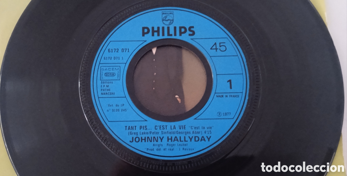 Discos de vinilo: JOHNNY HALLYDAY - Cest la vie (1977) single - Foto 4