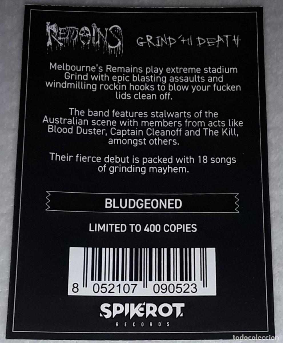 Discos de vinilo: LP - REMAINS - GRIND TIL DEATH - EDICI&Oacute;N LIMITADA - GATEFOLD - Foto 4