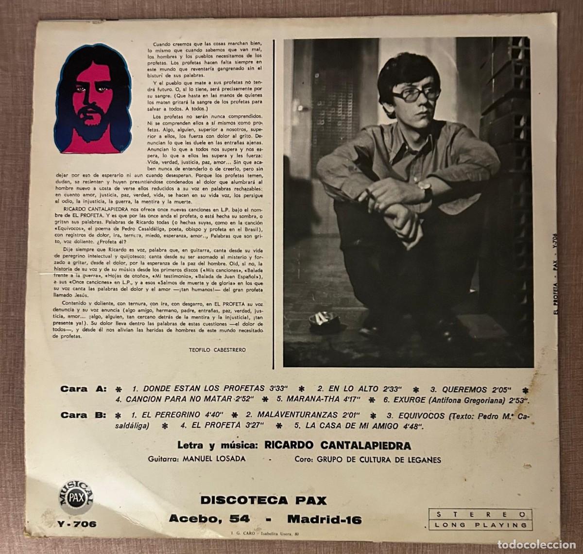 Discos de vinilo: RICARDO CANTALAPIEDRA - EL PROFETA - Foto 2