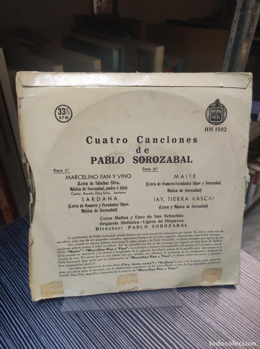 Discos de vinilo: 4 CANCIONES DE PABLO SOROZABAL - Foto 2