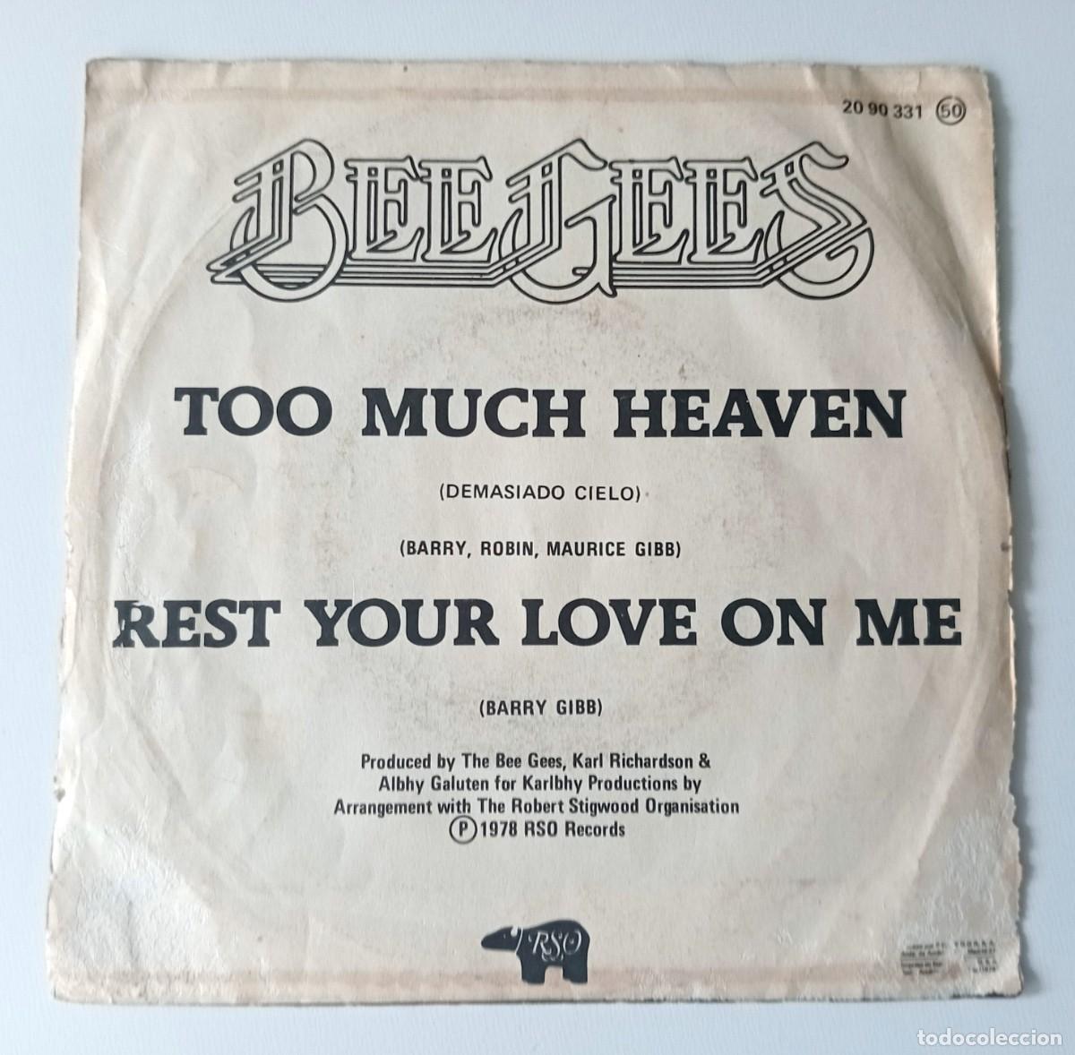 Discos de vinilo: SINGLE BEE GEES - TOO MUCH HEAVEN - Foto 2
