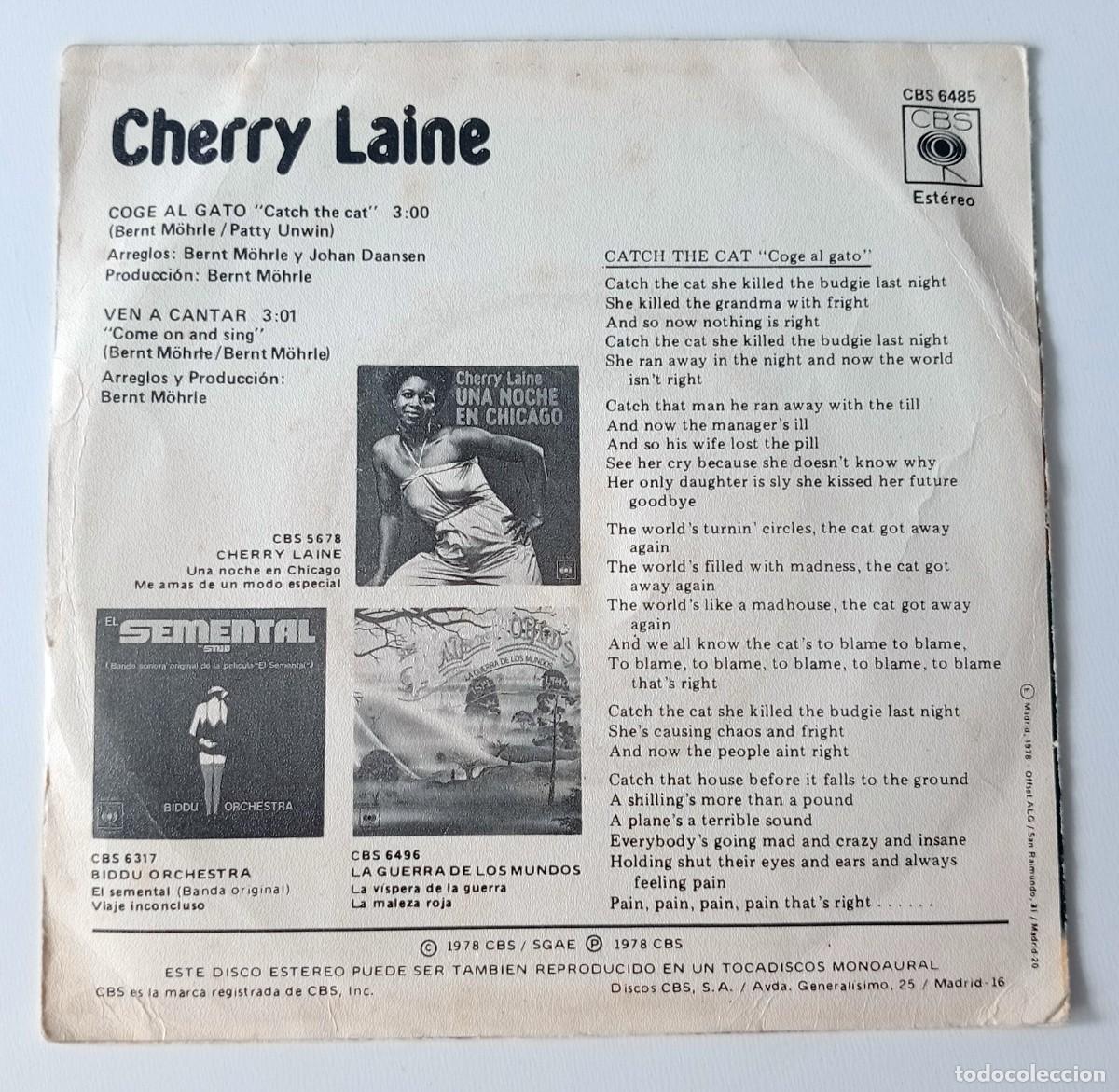 Discos de vinilo: SINGLE CHERRY LAINE - COGE AL GATO - Foto 2