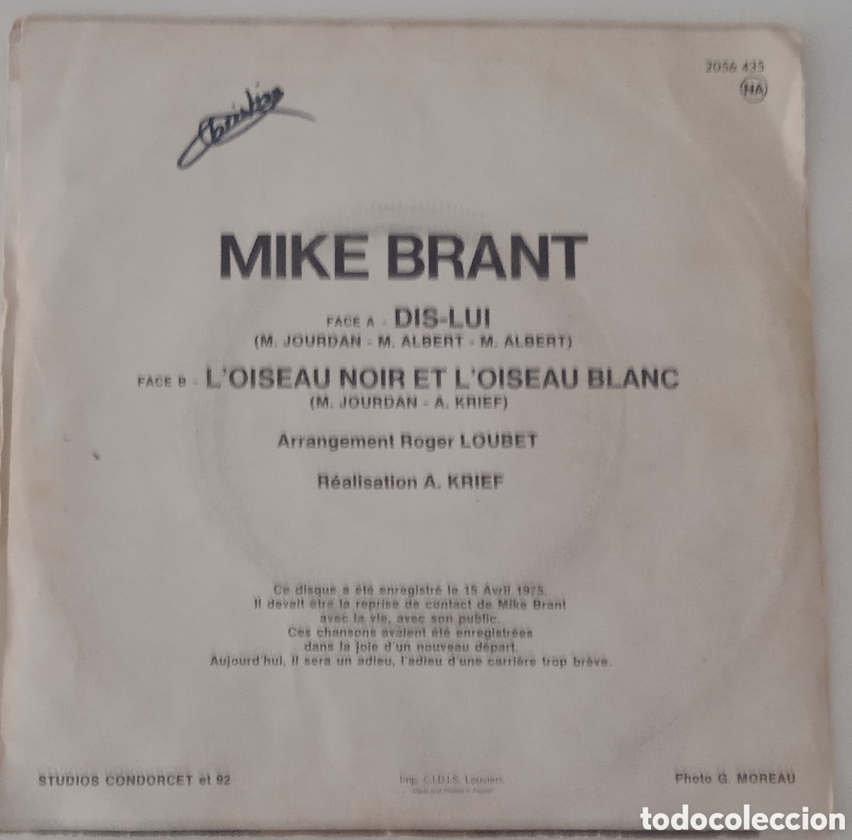 Discos de vinilo: MIKE BRANT - Dis-lui (1975) single - Foto 2