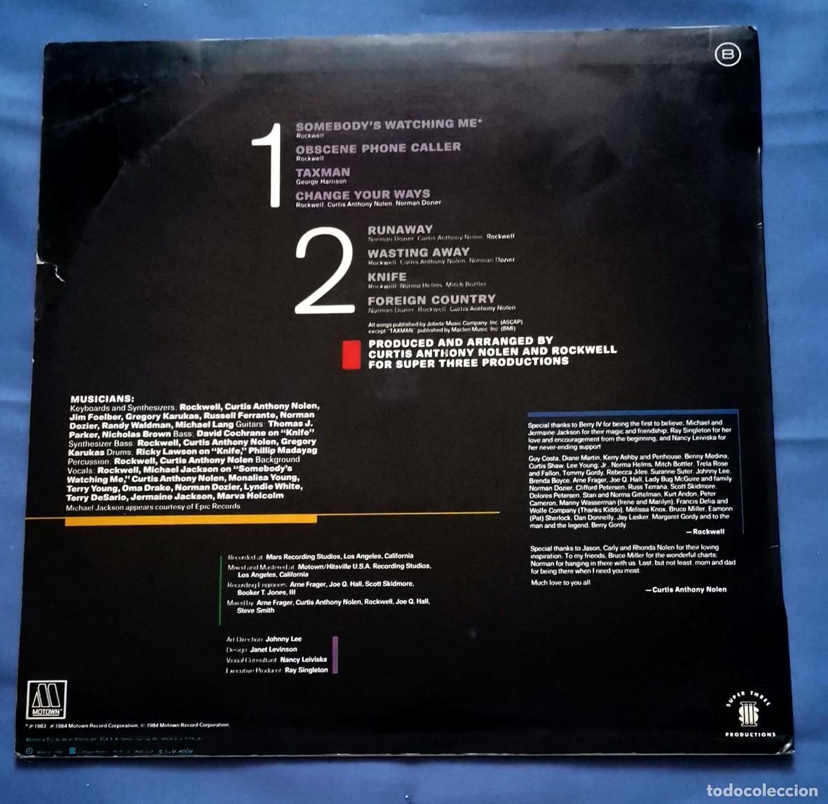 Discos de vinilo: Rockwell &lrm;&ndash; Somebodys Watching Me LP 1984 Espa&ntilde;a con Michael Jackson - Foto 2