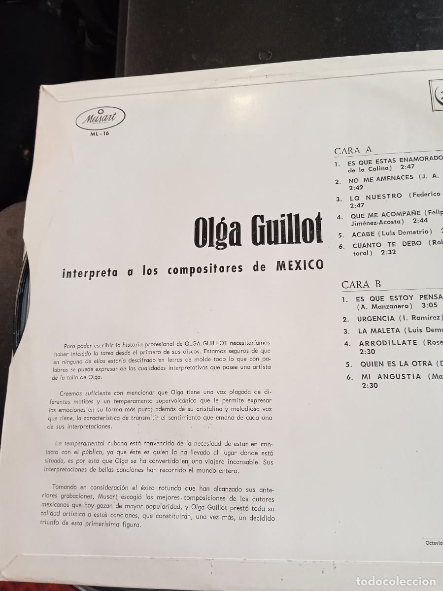 Discos de vinilo: OLGA GUILLOT- INTERPRETA A LOS COMPOSITORES DE M&Eacute;XICO. LP - Foto 2