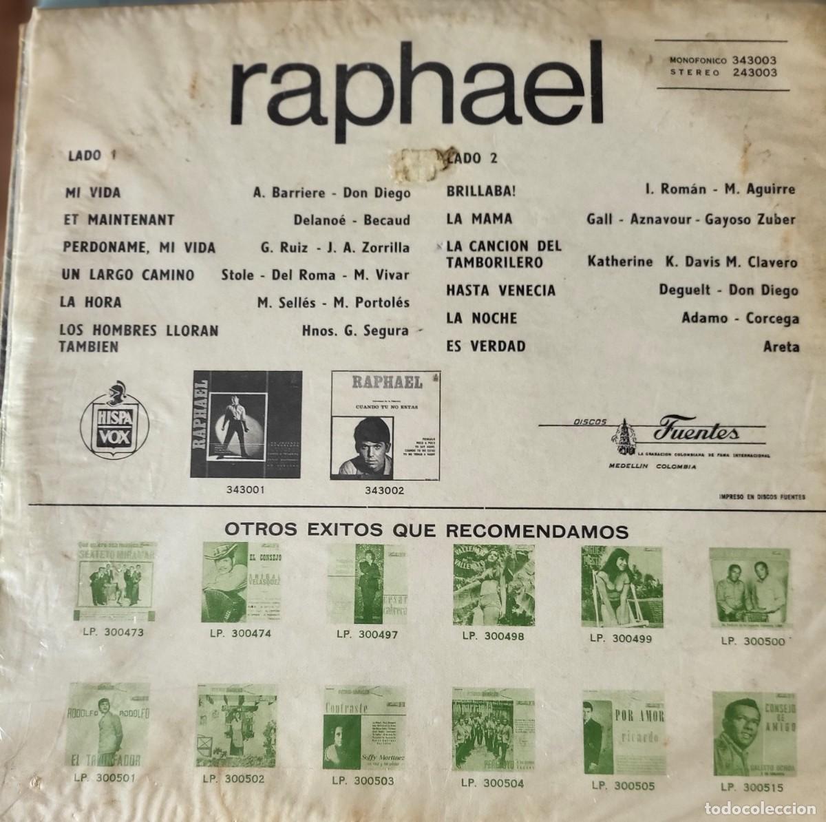 Discos de vinilo: Raphael Lp sello Hispavox editado en Colombia... - Foto 2