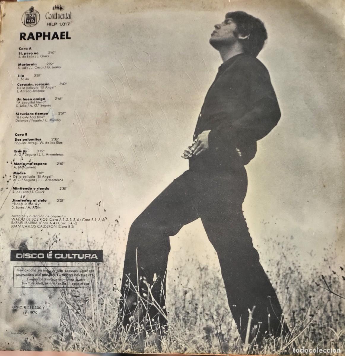 Discos de vinilo: Raphael Lp sello Hispavox editado en Brasil a&ntilde;o 1970... - Foto 2