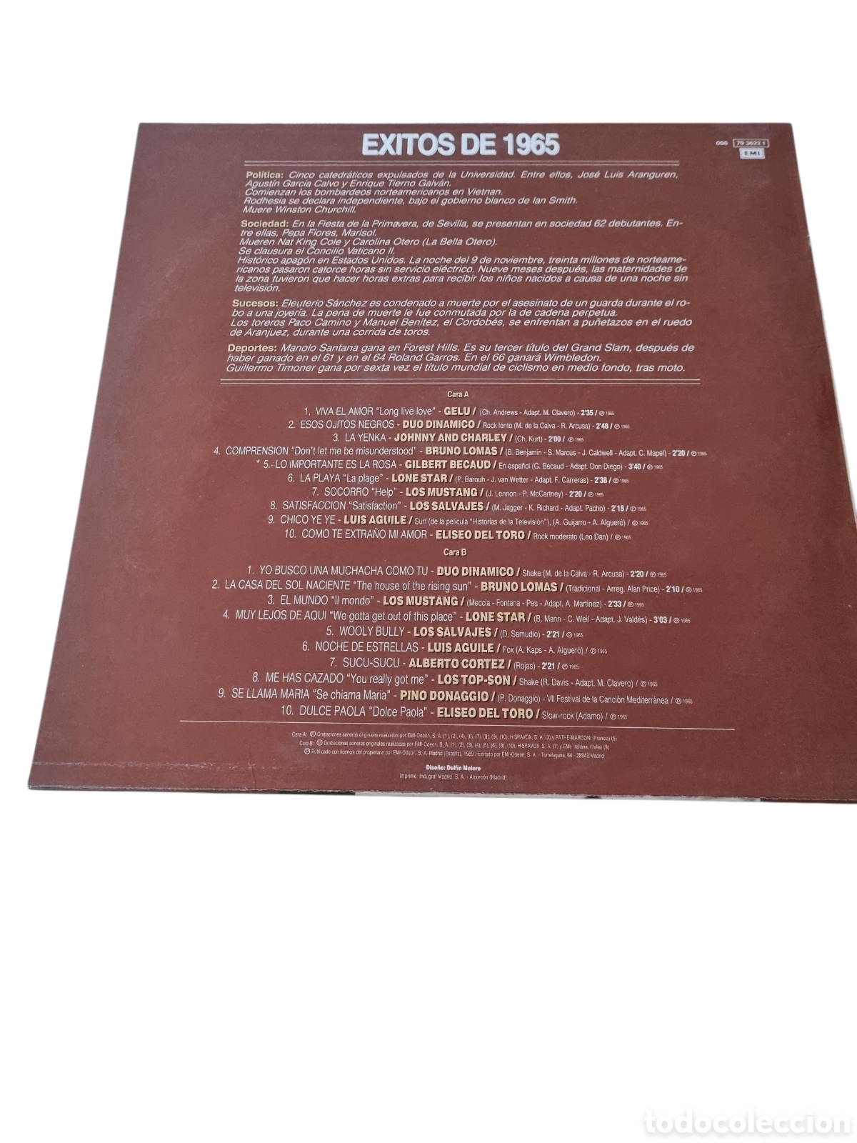 Discos de vinilo: VIN3626 exitos de 1965 VINILO DE SEGUNDAMANO - Foto 2