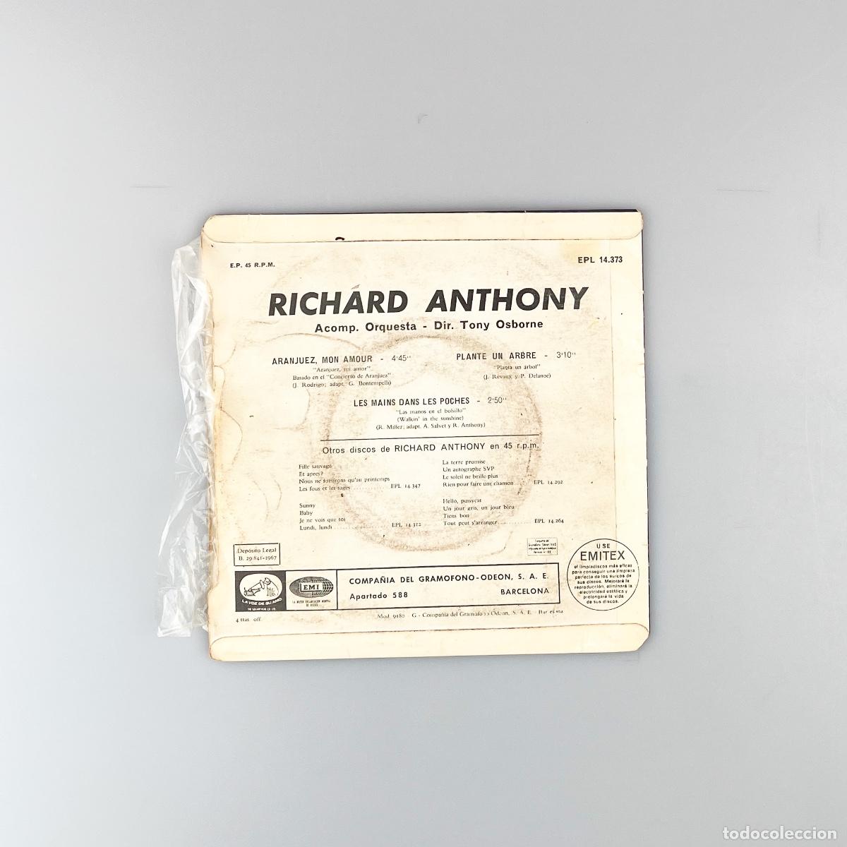 Discos de vinilo: SINGLE. Richard Anthony. Aranjuez, Mon Amour (VG/G+) - Foto 2