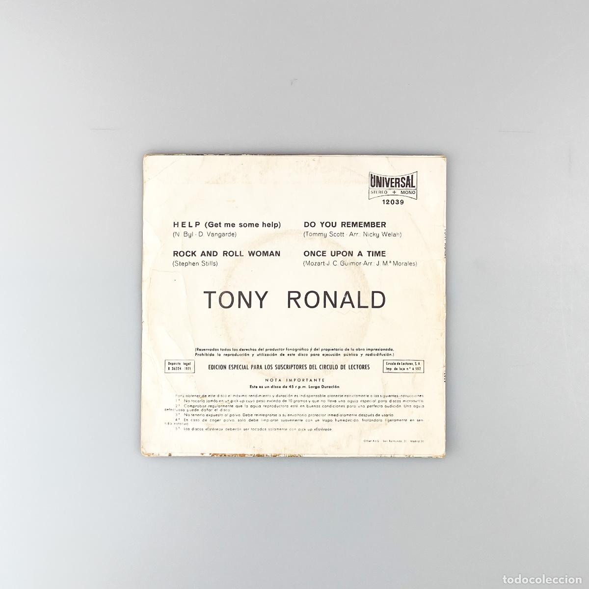Discos de vinilo: SINGLE. Tony Ronald. Help (Get Me Some Help) (VG/G+) - Foto 2