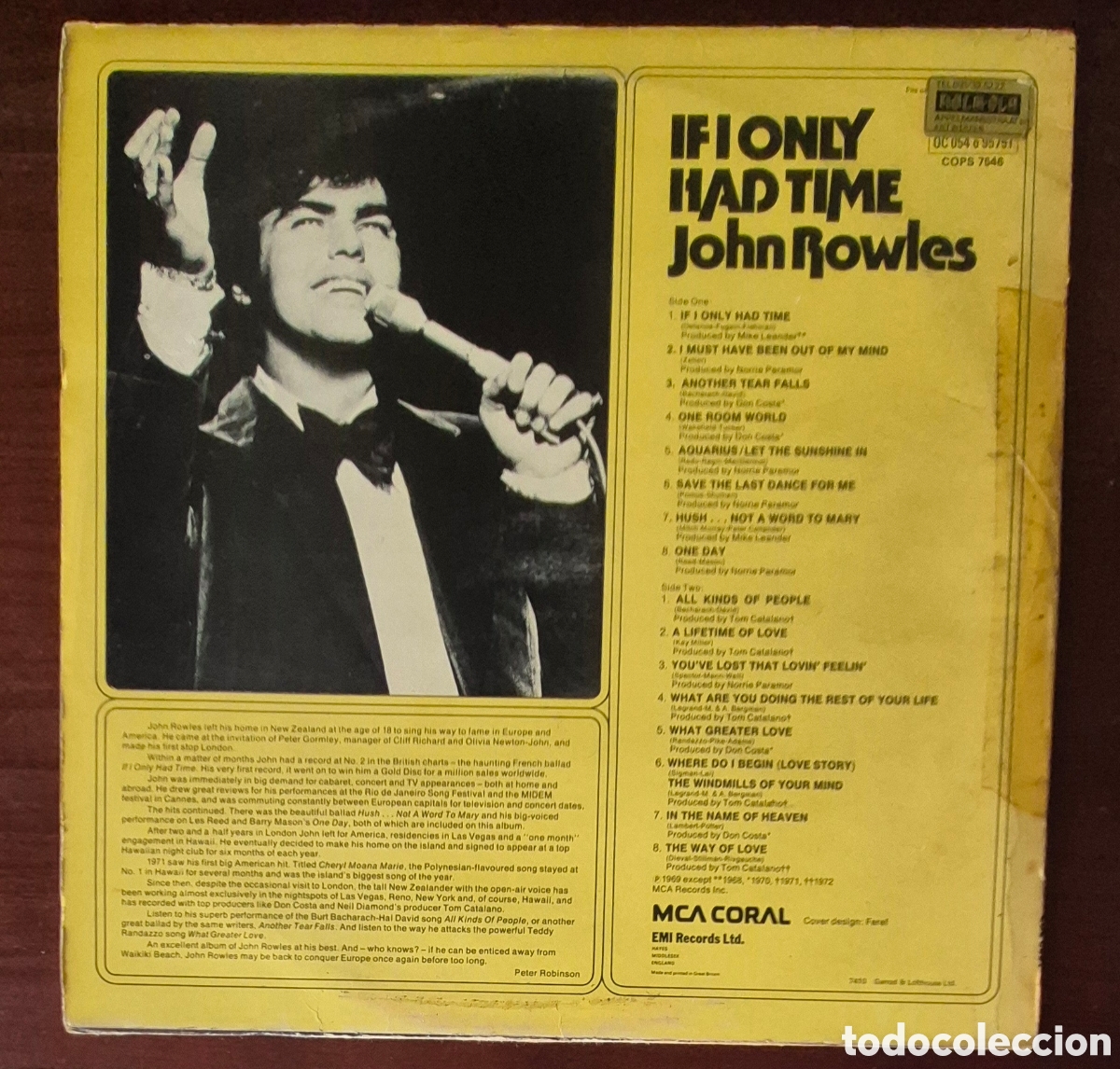 Discos de vinilo: LP - JOHN ROWLES - IF I ONLY HAD TIME - Foto 2