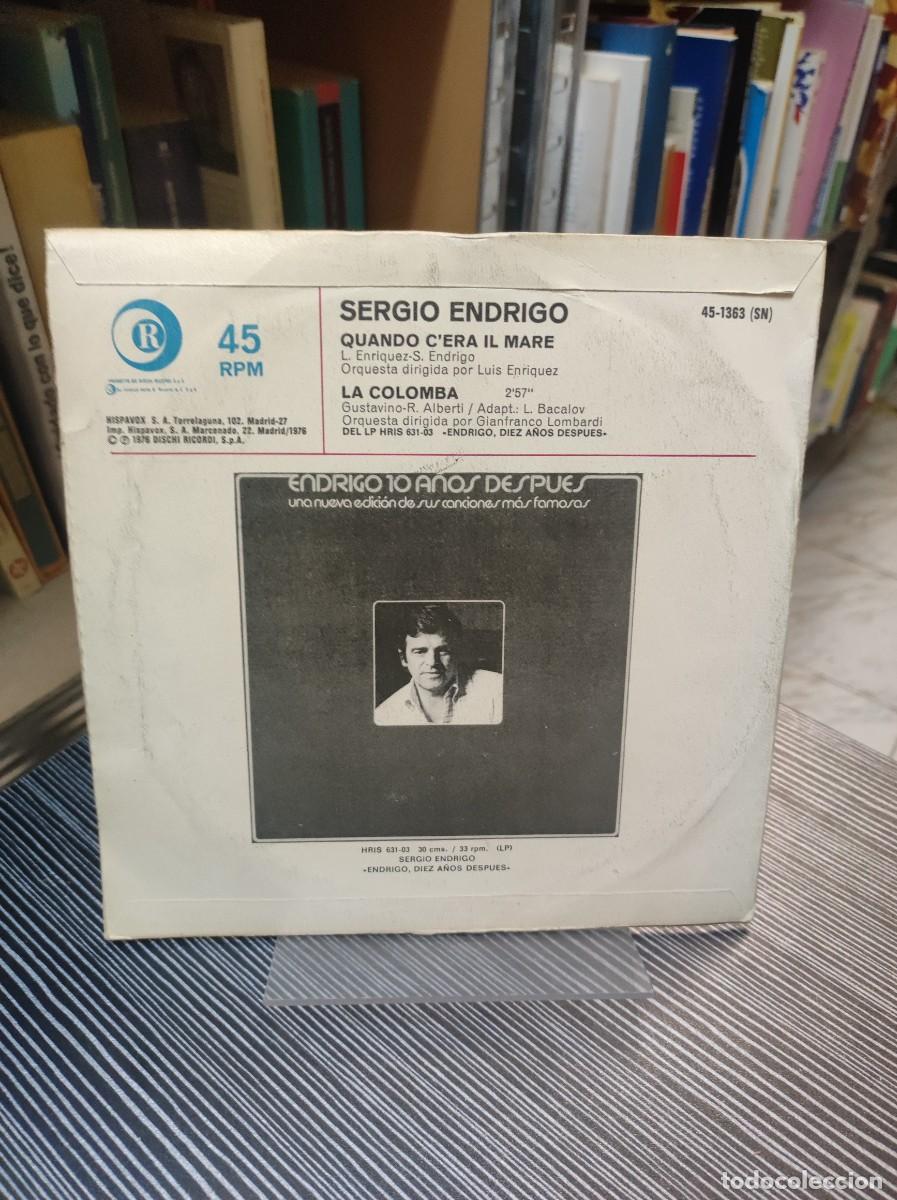 Discos de vinilo: Sergio Endrigo &ndash; Quando CEra Il Mare / La Colomba - Foto 2