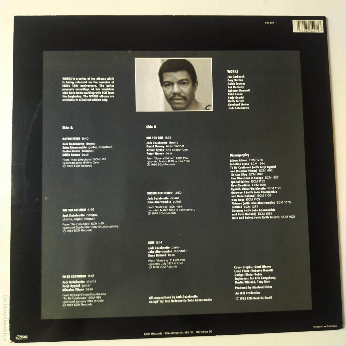 Discos de vinilo: JACK DEJOHNETTE- WORKS- GERMAN LP 1985- DISCO COMO NUEVO. - Foto 2