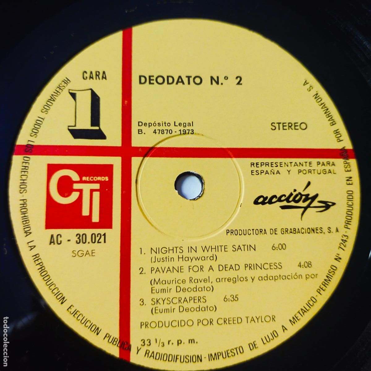 Discos de vinilo: DEODATO 2- SPAIN LP 1973- DISCO COMO NUEVO. - Foto 4