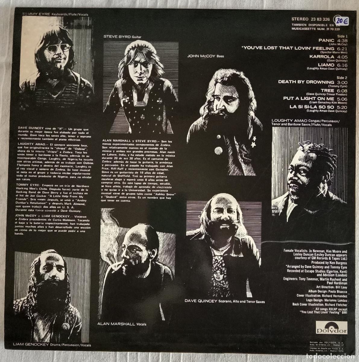 Discos de vinilo: ZZEBRA - PANIC - Edit. POLYDOR, S.A. 1975 (P) - Foto 2