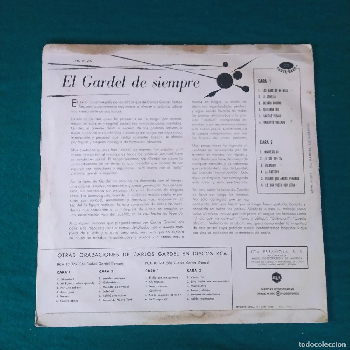 Discos de vinilo: Carlos Gardel &ndash; El Gardel De Siempre - Foto 2