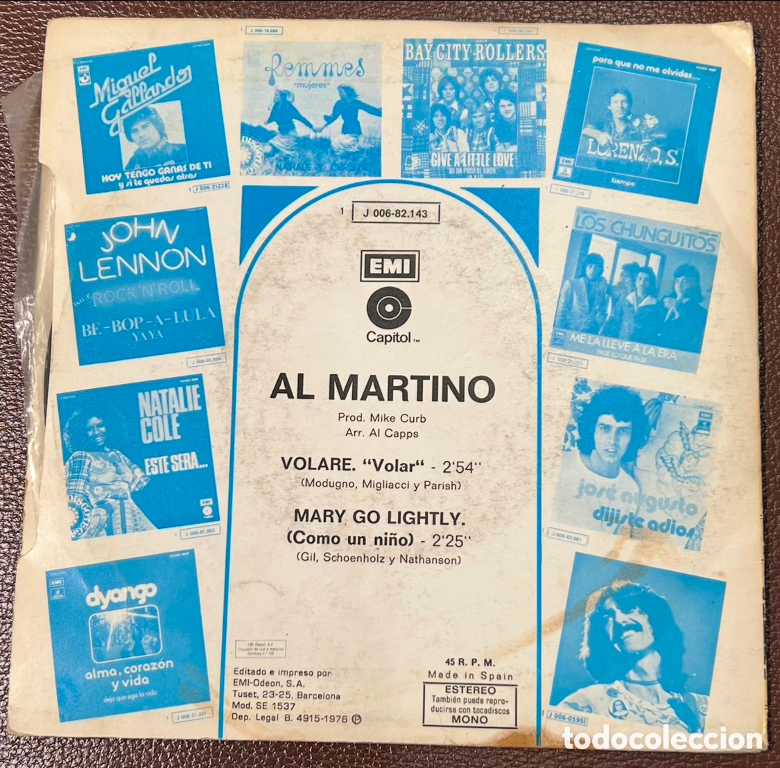 Discos de vinilo: Disco Vinilo Single. Al Martino. &ldquo;Volar&eacute;&rdquo;. 1976. - Foto 2