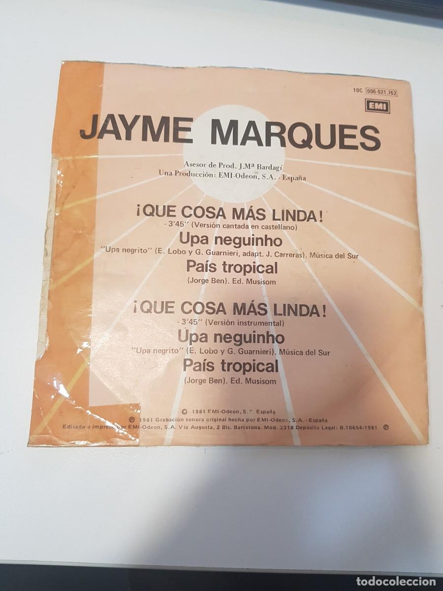 Discos de vinilo: Vinilo Single QUE COSA MAS LINDA JAYME MARQUES - Foto 2