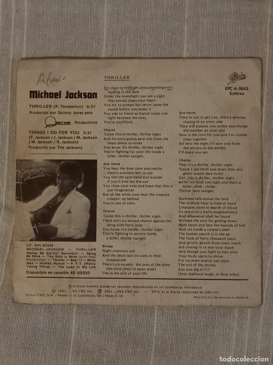 Discos de vinilo: Michael Jackson - Triller - Edit. Epic, 1981 (P) - Foto 2