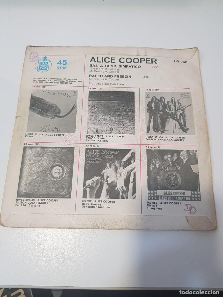 Discos de vinilo: Vinilo Single ALICE COOPER BASTA YA SR. SIMPATICO - Foto 2