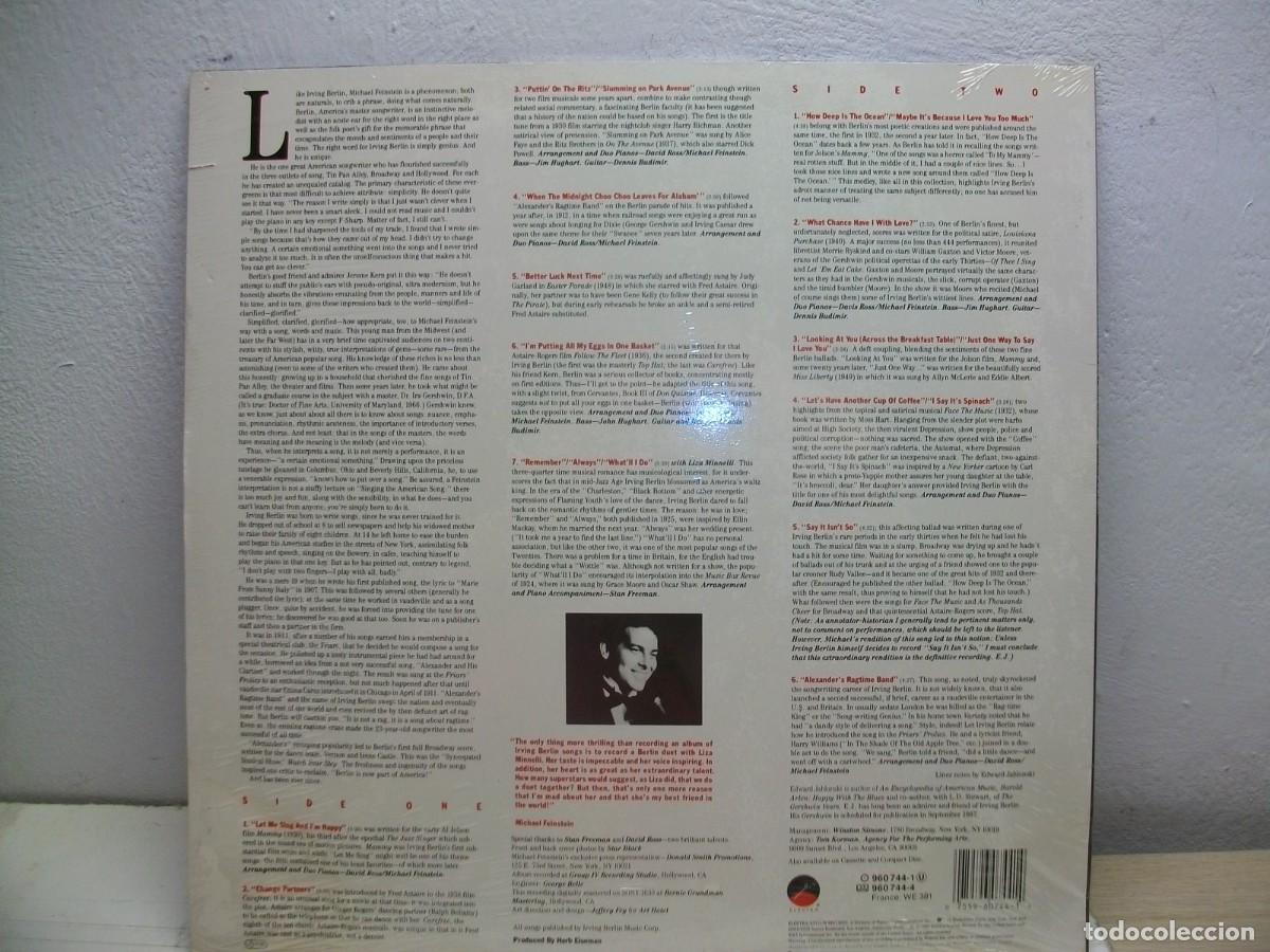 Discos de vinilo: Michael Feinstein -Sings Irving Berlin LP NUEVO PRECINTADO - Foto 2