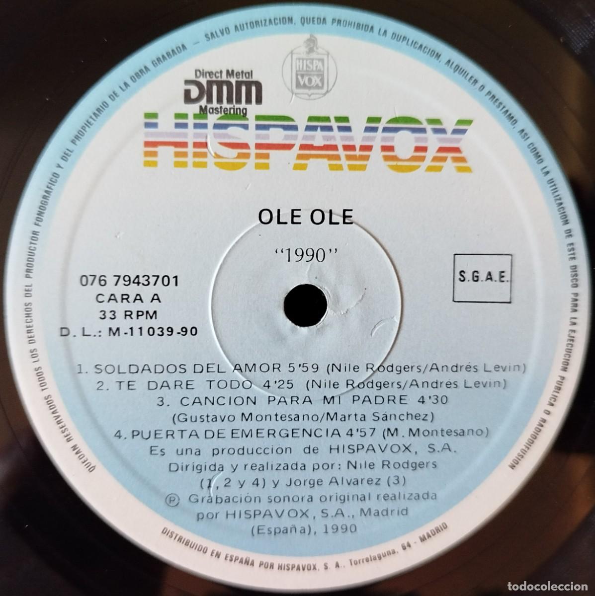 Discos de vinilo: OLE OLE ** 1990 ** VINILO LP MARTA SANCHEZ - Foto 3