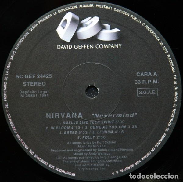 Discos de vinilo: LP Nirvana &lrm;&ndash; Nevermind aut&eacute;ntico Iberofon, texto invertido - Foto 3