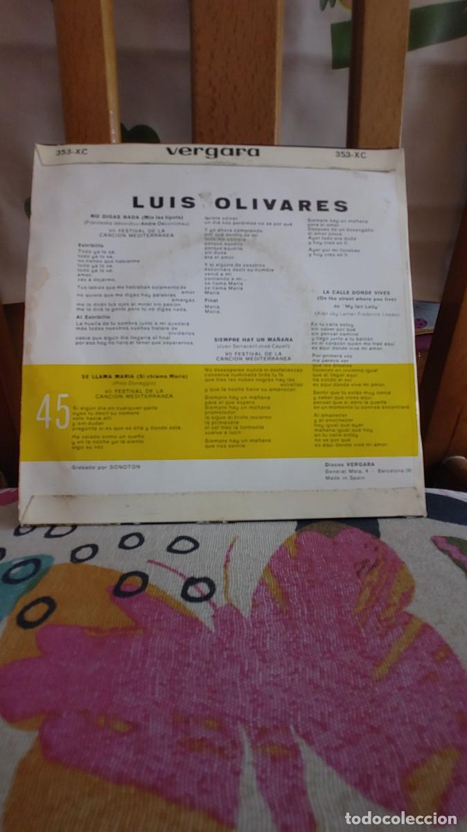 Discos de vinilo: LUIS OLIVARES-EP NO DIGAS NADA +3 - Foto 2