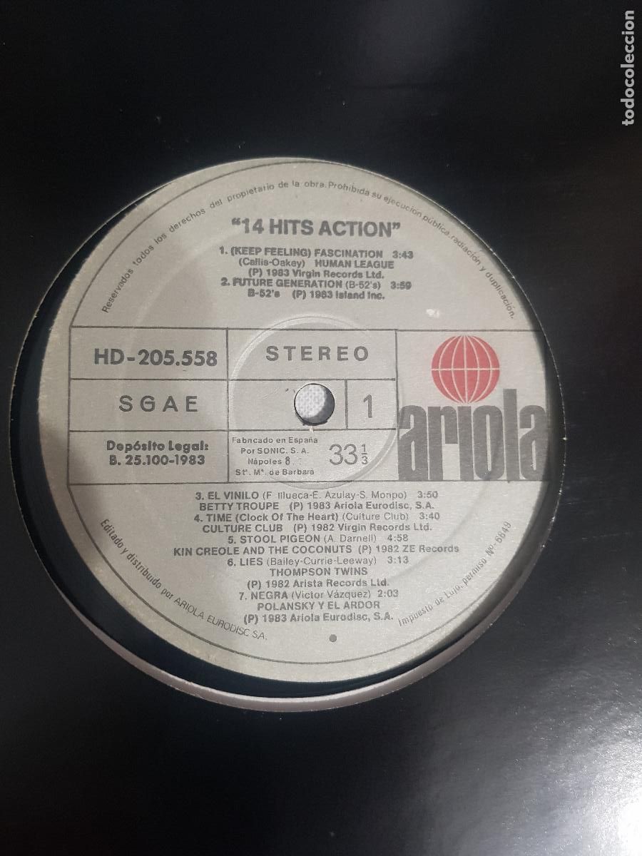 Discos de vinilo: 14 HITS ACTION 1982-ARIOLA - Foto 1