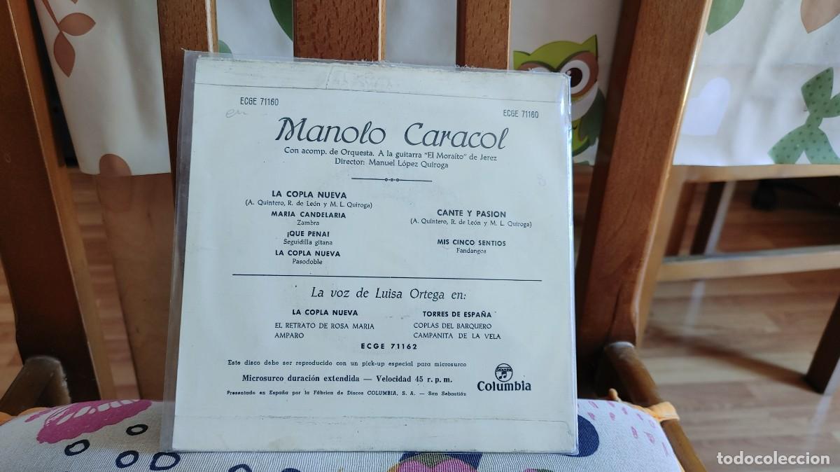 Discos de vinilo: MANOLO CARACOL-EP LA COPLA NUEVA - Foto 2