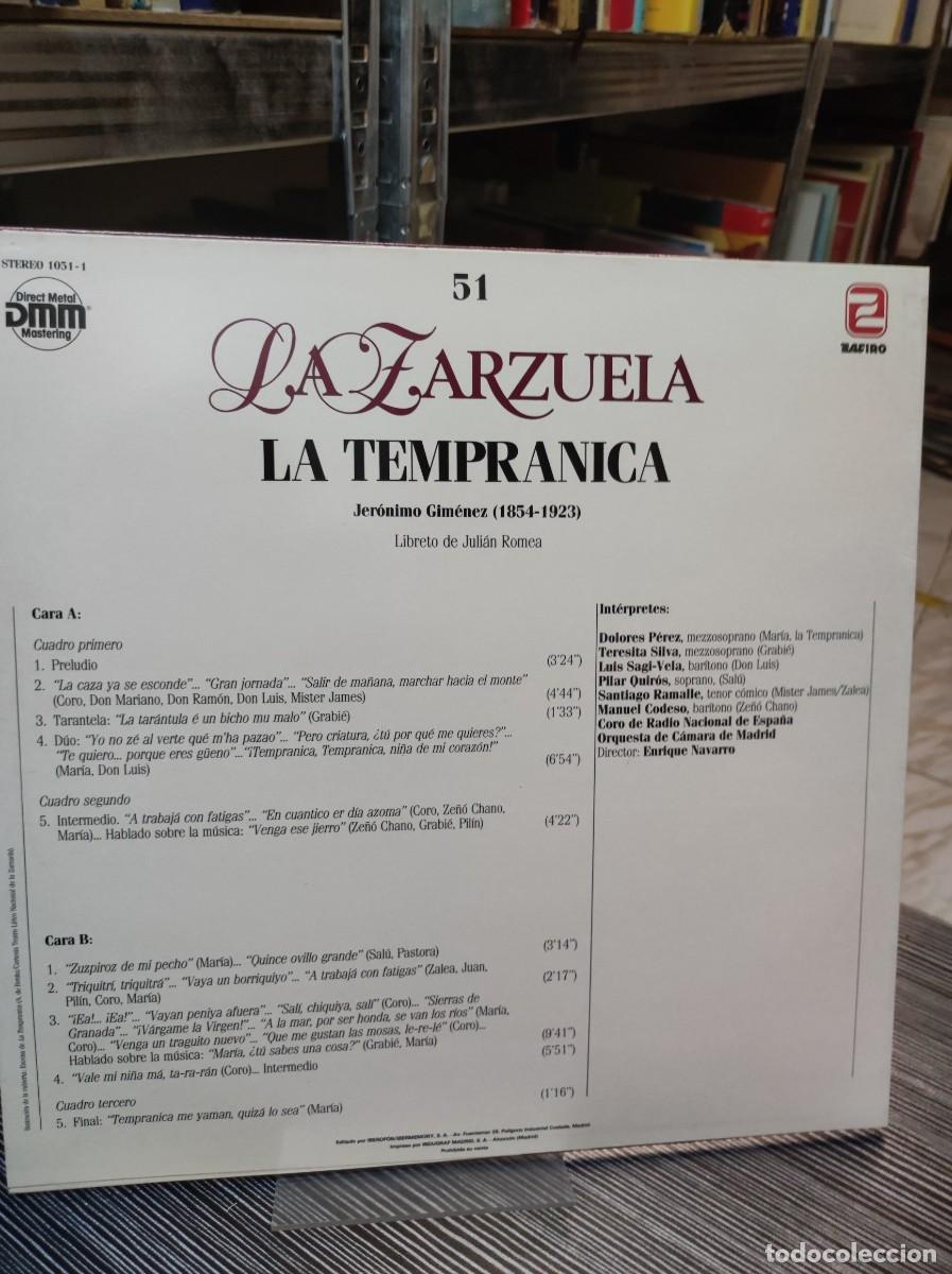 Discos de vinilo: LA ZARZUELA LA TEMPRANICA - Foto 2