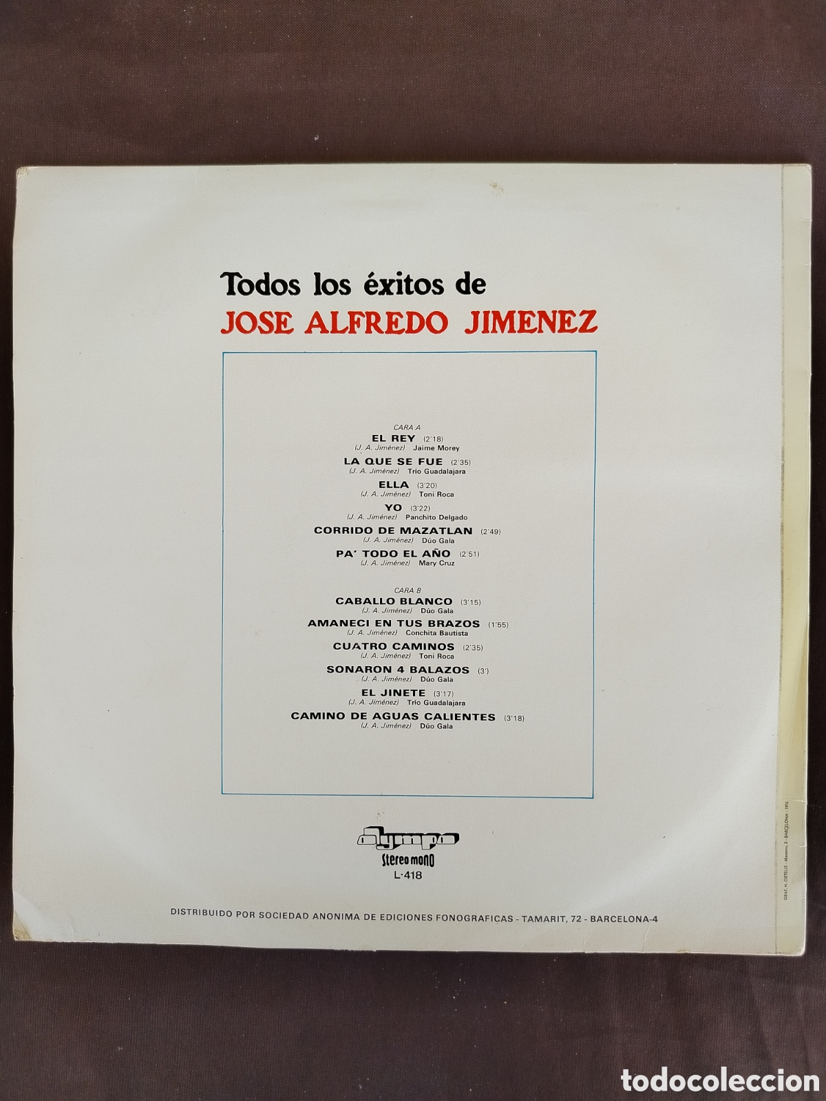 Discos de vinilo: Jos&eacute; Alfredo Jim&eacute;nez LP - Foto 2