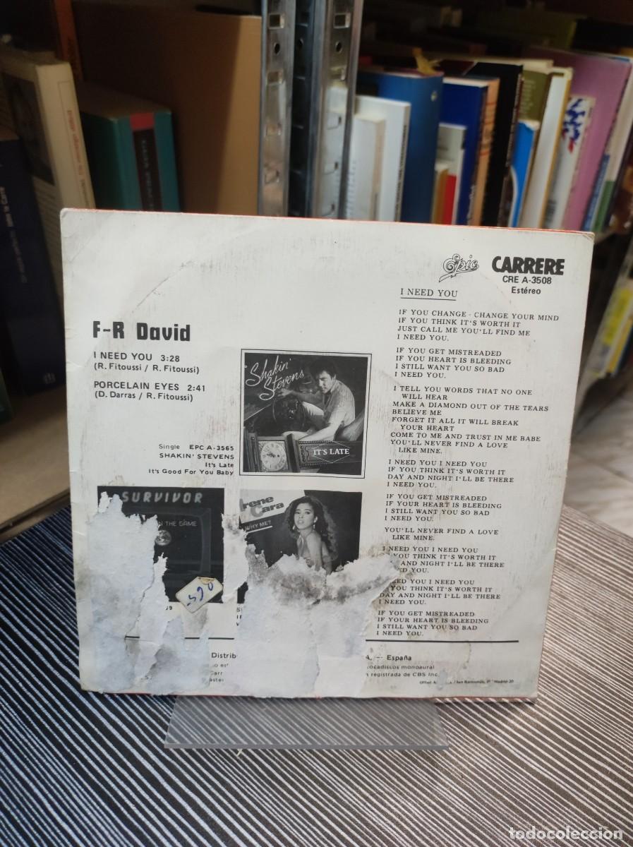 Discos de vinilo: F.R. David &ndash; I Need You - Foto 2