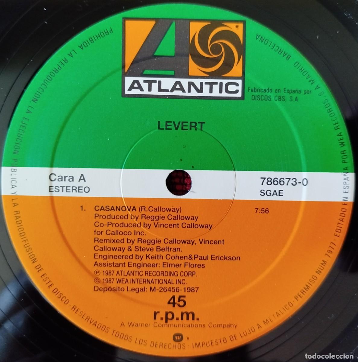 Discos de vinilo: LEVERT ** Casanova ** MAXI SINGLE VINILO 1987 - Foto 3