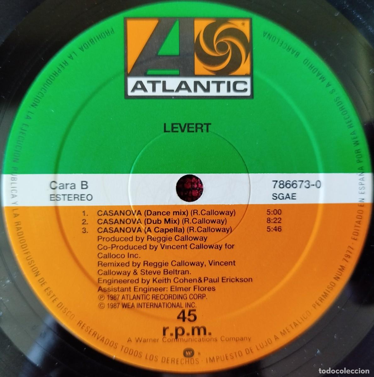 Discos de vinilo: LEVERT ** Casanova ** MAXI SINGLE VINILO 1987 - Foto 4