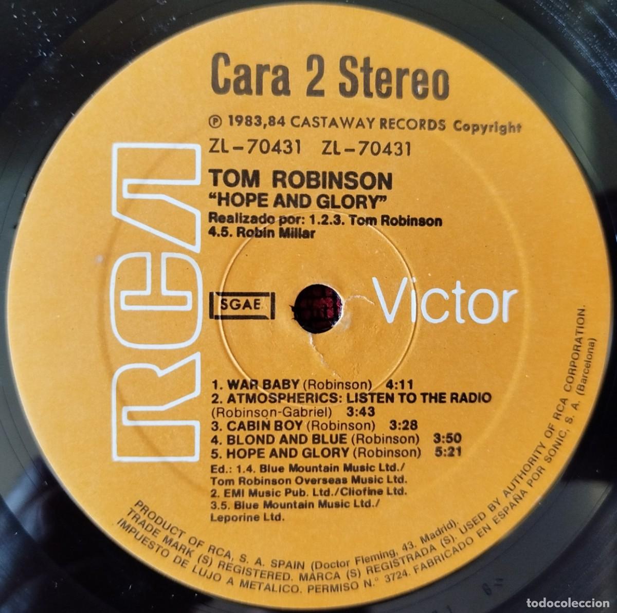 Discos de vinilo: TOM ROBINSON ** Hope And Glory ** VINILO LP 1984 - Foto 4
