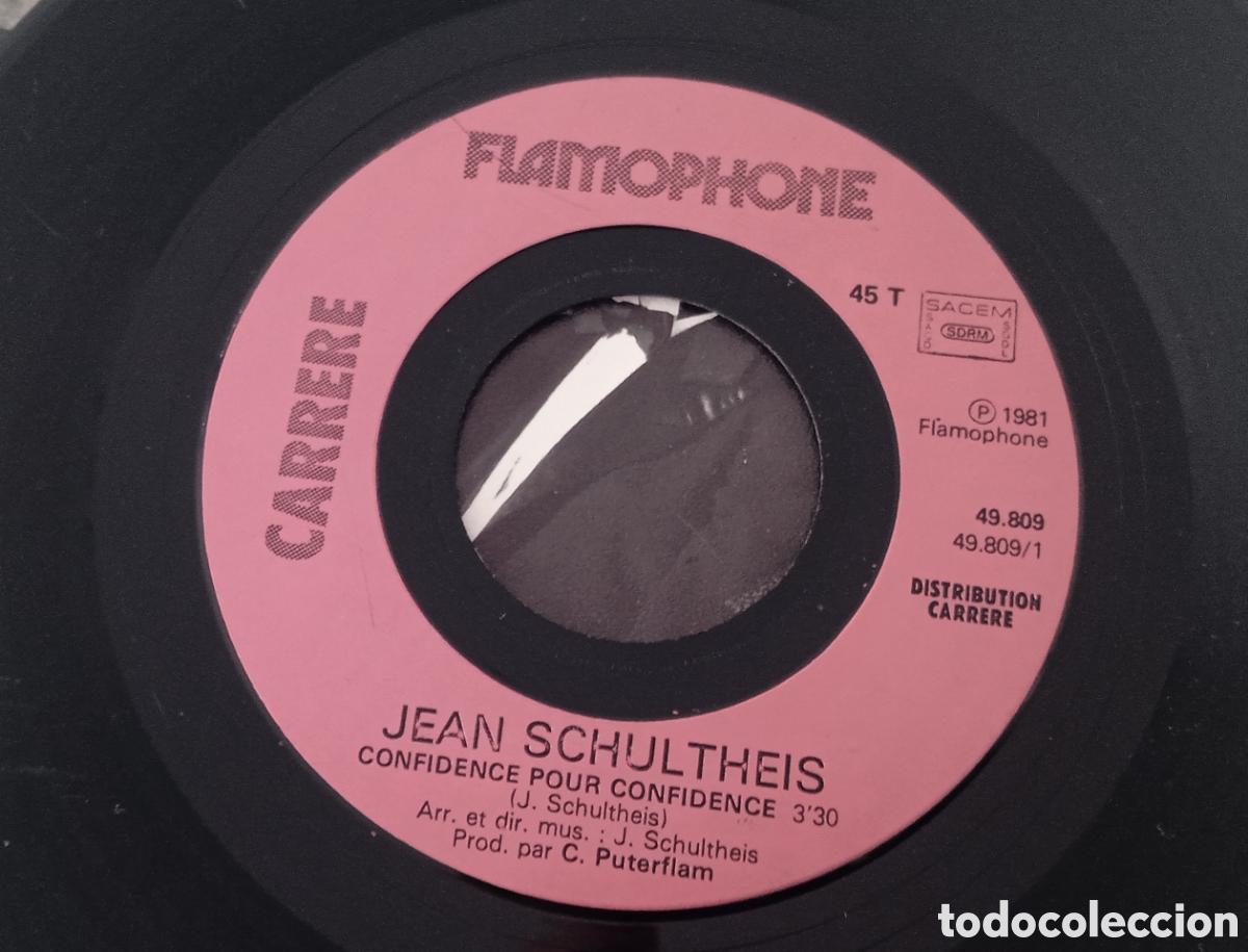 Discos de vinilo: JEAN SCHULTHEIS - Confidence pour Confidence (1981) single - Foto 4
