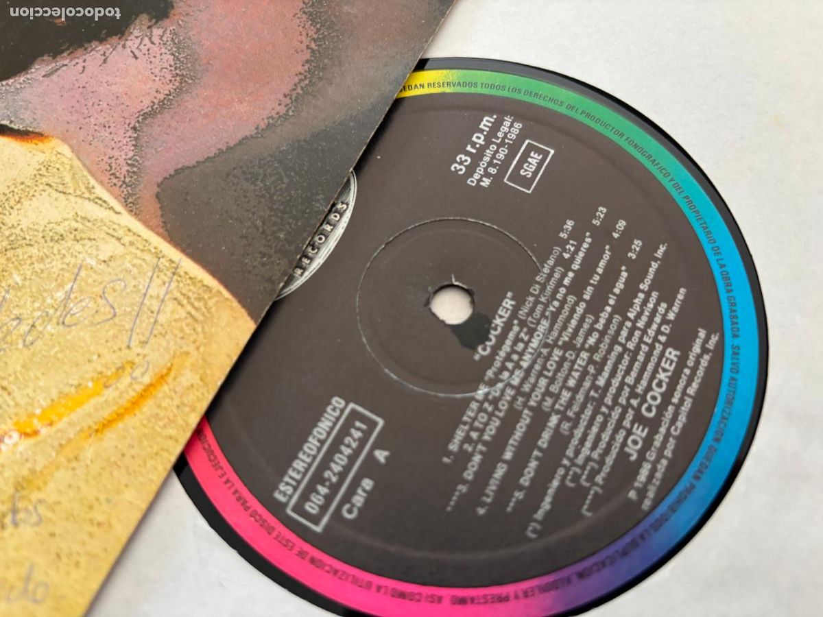 Discos de vinilo: JOE COCKER (COCKER) LP ESPA&Ntilde;A 1986 (B-54) - Foto 2