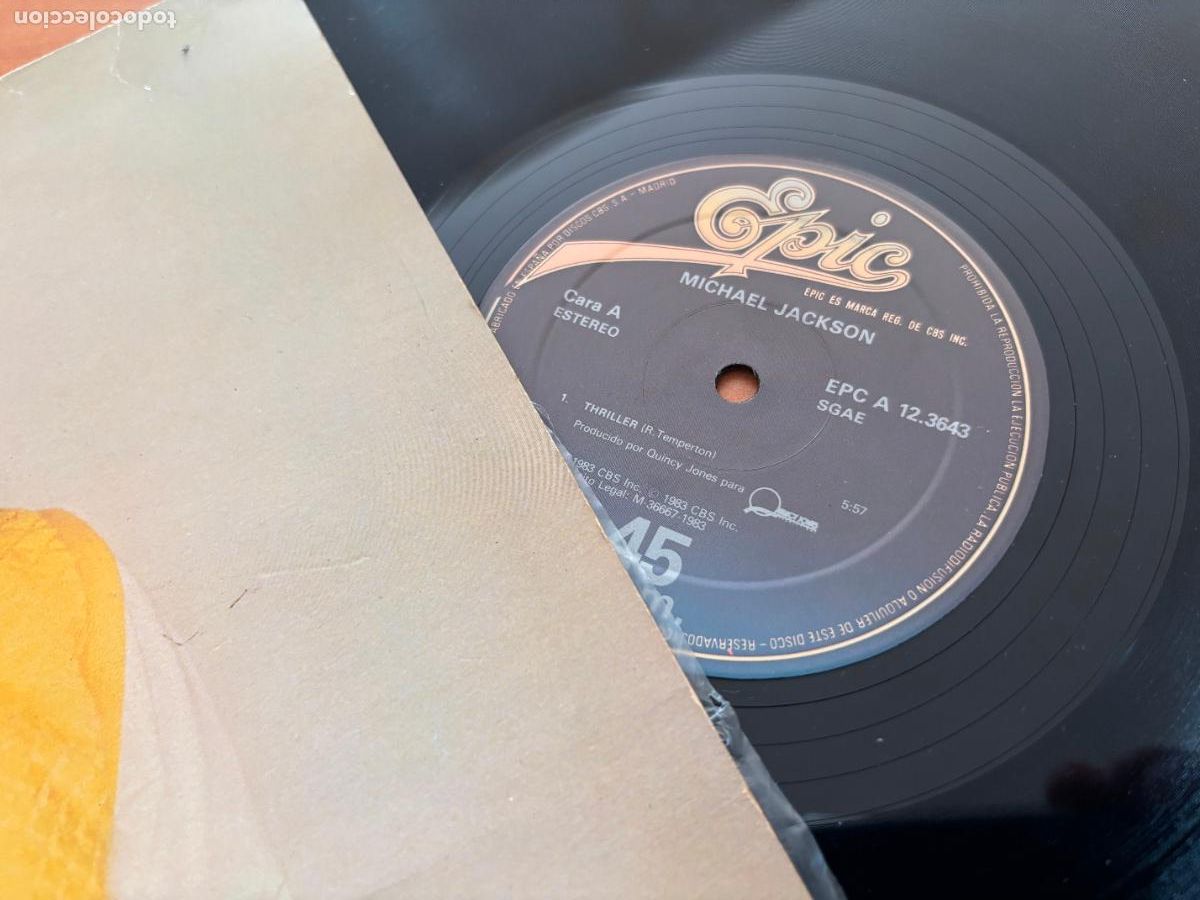 Discos de vinilo: MICHAEL JACKSON (THRILLER) MAXI ESPA&Ntilde;A 1983 (B-54) - Foto 2