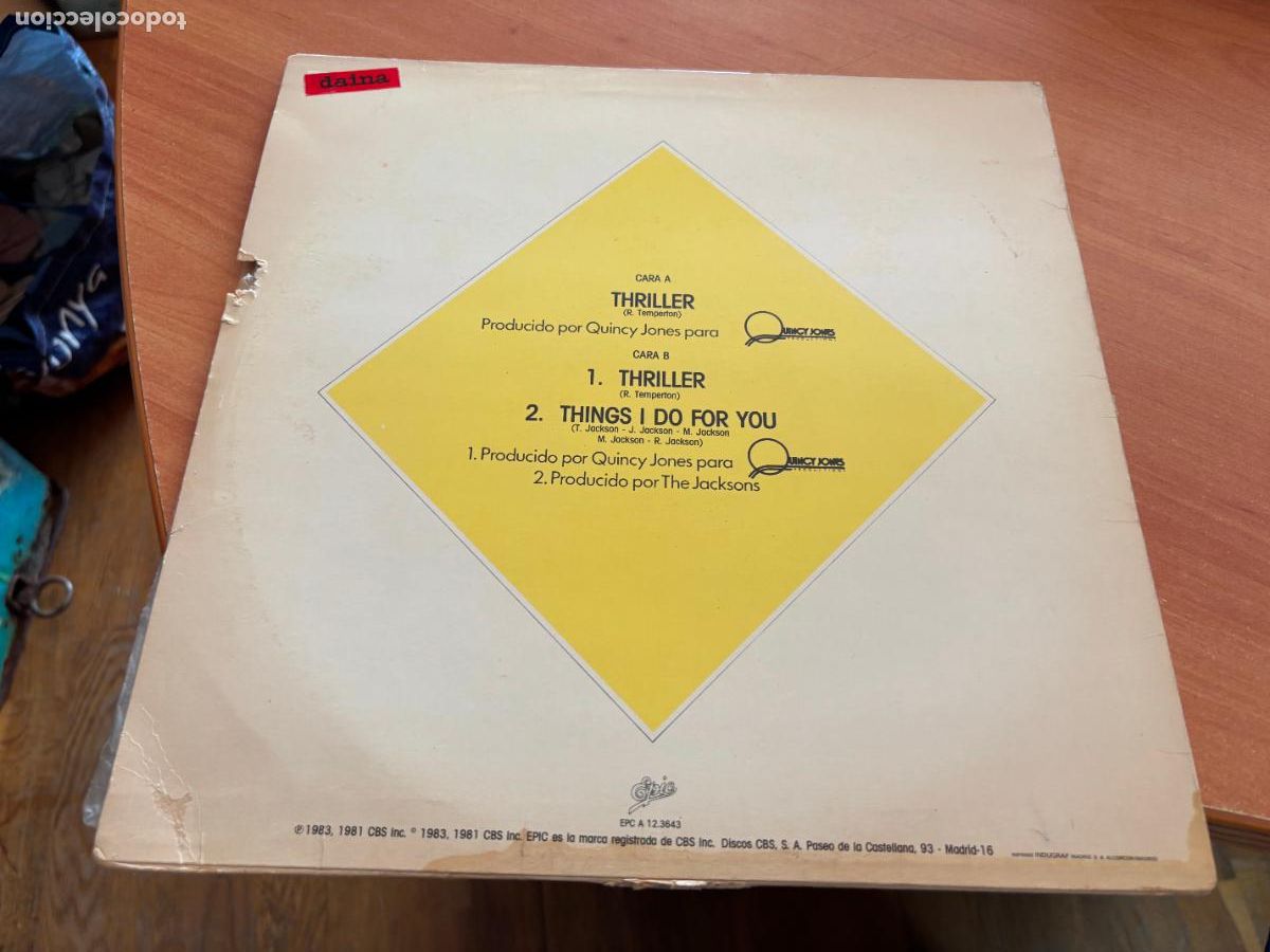 Discos de vinilo: MICHAEL JACKSON (THRILLER) MAXI ESPA&Ntilde;A 1983 (B-54) - Foto 3